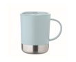 Plastic cup with stainless steel base 300ml colour light blue
