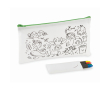 Kids non-woven colour-in pencil case with 4 pencils colour lime