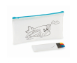 Kids non-woven colour-in pencil case with 4 pencils colour light blue