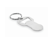 Recycled aluminum bottle opener keyring with shopping cart token colour silver