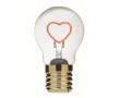 Decorative LED light bulb with heart-shaped filament and batteries colour neon fuchsia