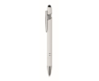 Recycled aluminium pen with rubber finish blue ink colour off white