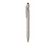 Recycled aluminium pen with rubber finish blue ink colour silver