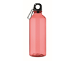 Translucent RPET bottle with cap and carabiner 500 ml colour transparent red