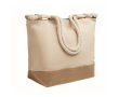 Cotton beach bag with jute and zipper 280 g/m² colour beige