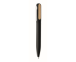 Twist pen made of recycled aluminum and bamboo with blue ink colour black