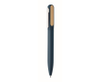 Twist pen made of recycled aluminum and bamboo with blue ink colour blue