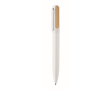 Twist pen made of recycled aluminum and bamboo with blue ink colour white