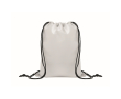 Kids RPET polyester drawstring backpack with black cords colour white