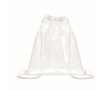 Transparent plastic drawstring bag with cords colour white