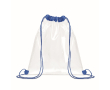 Transparent plastic drawstring bag with cords colour royal blue