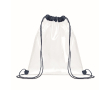Transparent plastic drawstring bag with cords colour navy-blue