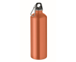 Recycled stainless steel bottle with carabiner 1L colour orange