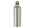Recycled stainless steel bottle with carabiner 1L colour matt silver