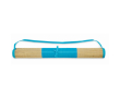 Roll-up natural straw beach mat with strap colour turquoise