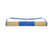 Roll-up natural straw beach mat with strap colour royal blue