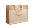 Jute bag with front pocket and rope handles 280 g/m² colour beige