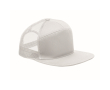 7-panel cotton cap with flat visor and mesh colour white