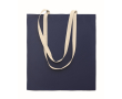 Cotton shopping bag with long handles 140 g/m² colour blue