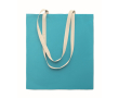 Cotton shopping bag with long handles 140 g/m² colour turquoise