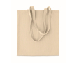 Polyester corduroy shopping bag with long handles 220 g/m² colour beige
