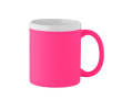 Ceramic mug with matte finish and white rim 300 ml colour neon fuchsia