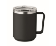 Double-wall cup with transparent sliding lid 400 ml colour black