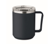 Double-wall cup with transparent sliding lid 400 ml colour bondi blue