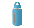 Borosilicate glass bottle with silicone sleeve 600ml colour turquoise