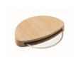 Round pizza cutter with bamboo handle and guard colour wood