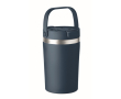 Double-wall recycled stainless steel mug with handle 350 ml colour navy-blue