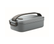 Plastic lunch box with airtight lid and clips 800 ml colour matt black