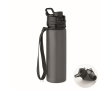 Foldable silicone bottle with cap and elastic strap 500ml colour dark grey