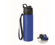 Foldable silicone bottle with cap and elastic strap 500ml colour royal blue