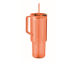 Translucent portable RPET cup with lid and straw 1.2 L colour transparent orange