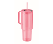 Translucent portable RPET cup with lid and straw 1.2 L colour transparent pink