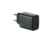 EU wall charger with USB-A and USB-C fast charging ports 65W colour black