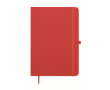 A5 recycled faux leather hard cover notebook, lined pages colour red