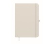 A5 recycled faux leather hard cover notebook, lined pages colour off white