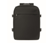 RPET polyester travel backpack with 20L laptop compartment colour black