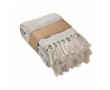 Recycled cotton fringed blanket presented with ribbon 400g/m²qu colour beige