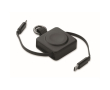 Retractable cable with keyring and USB-C 100W fast charging colour black