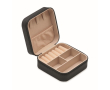 PU and velvet travel jewellery case with 3 compartments and zip colour black