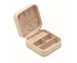 PU and velvet travel jewellery case with 3 compartments and zip colour beige