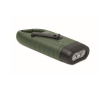 Rigid plastic 3 LED torch with solar panel and hand dynamo colour dark green