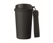 Recycled stainless steel thermal cup with handle and leakproof system 400 ml colour black
