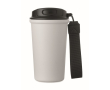 Recycled stainless steel thermal cup with handle and leakproof system 400 ml colour off white