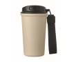 Recycled stainless steel thermal cup with handle and leakproof system 400 ml colour beige