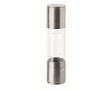 Stainless steel and acrylic salt and pepper mill with double lid colour silver