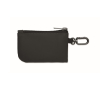Faux leather coin purse with zip and carabiner for added security colour black